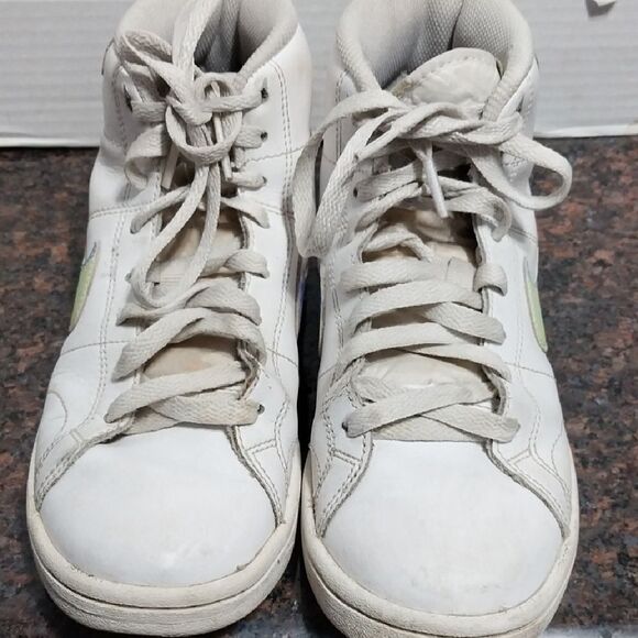 Nike White High-Top Sneakers with Iridescent Swoosh - Picture 6 of 6